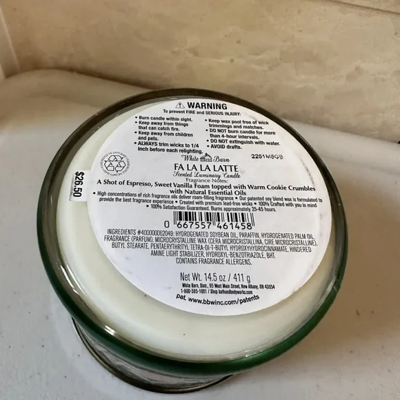 Bath & Body Works FA LA LA LATTE Candle Large 14.5 oz 3-Wick Scented NEW - Picture 2 of 3